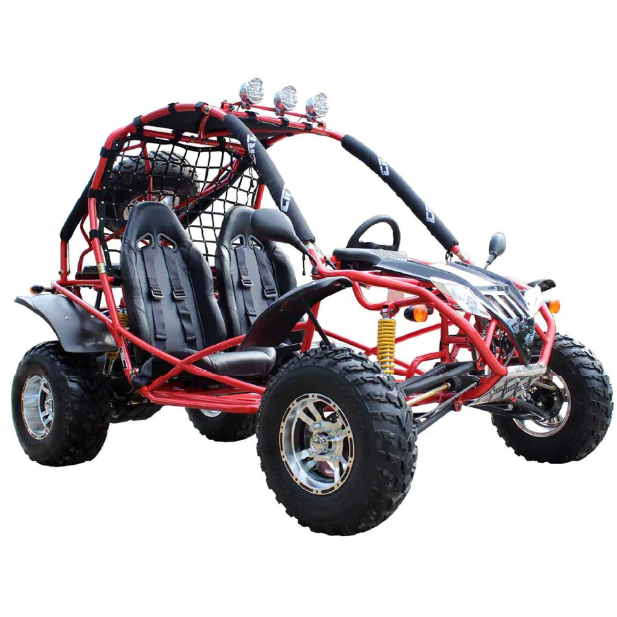 The Vitacci Jaguar 200 169cc 2 Seater Automatic Reverse Chrome Alloy Wheels Gas Go Kart is a fun and functional four seat adult buggy with a powerful 169cc 4-stroke